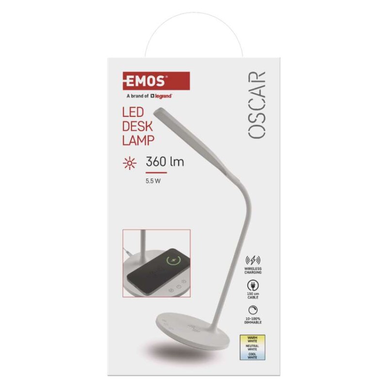 LED stolní lampa OSCAR, bílá