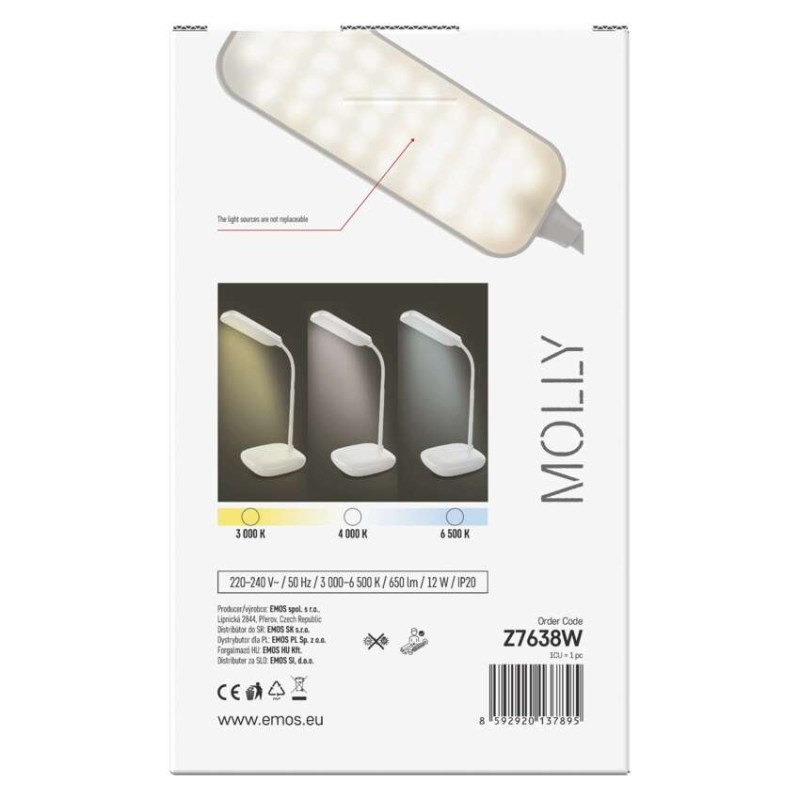 LED stolná lampa MOLLY, biela