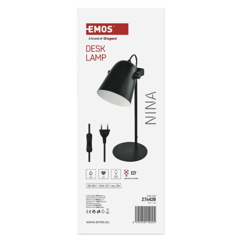 Stolní lampa NINA na žárovku E27, černá