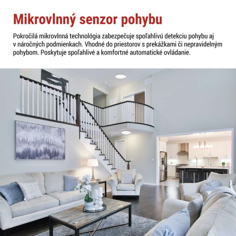 LED stropné svietidlo TIVI, A CLASS, MW sensor, okrúhle biele 12,5W, IP44, Neutrálna biela