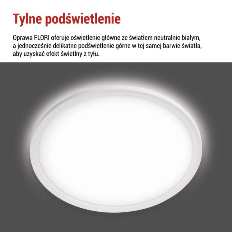 Oprawa LED FLORI okrągła, biała, 18W, neutralna biel