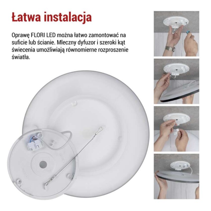 Oprawa LED FLORI okrągła, czarny, 18W, neutralna biel