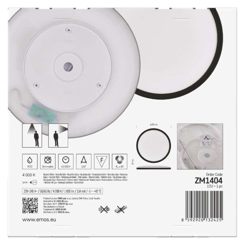 LED šviestuvas FLORI apvalus, juoda, 18 W, neutralios baltos spalvos