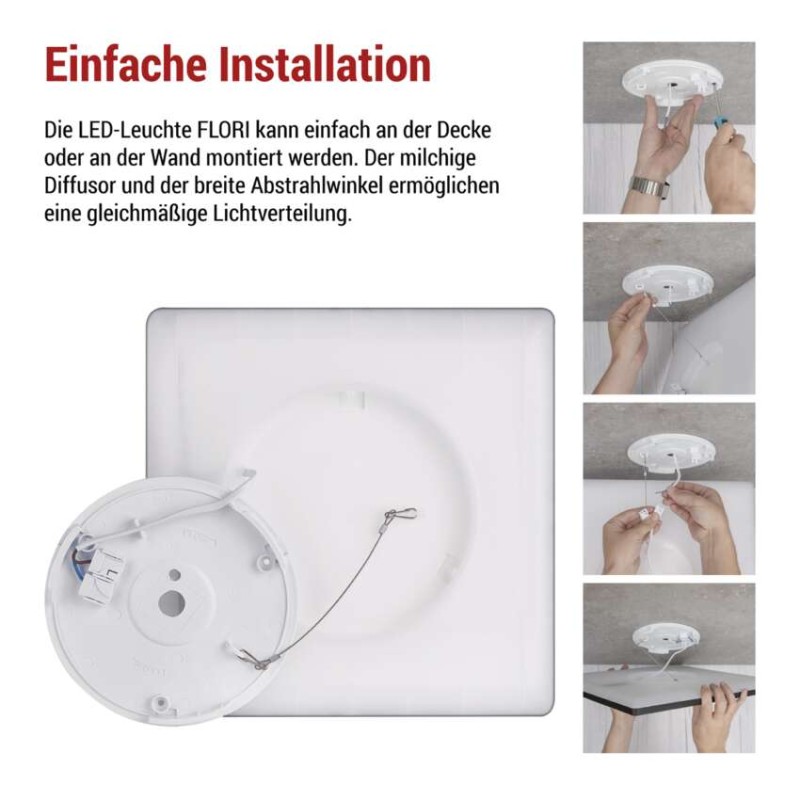 LED-Anbauleuchte FLORI quadrat, schwarz, 18W, neutralweiß