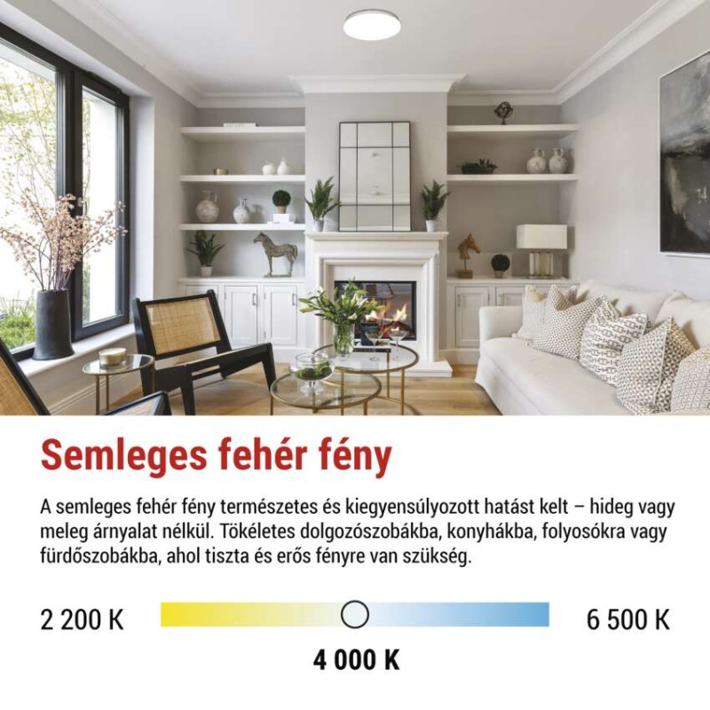 LED mennyezeti lámpatest TIVI, A CLASS, kerek, fehér 19W, IP44, Természetes fehér