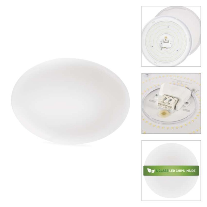 LED mennyezeti lámpatest TIVI, A CLASS, kerek, fehér 19W, IP44, Természetes fehér