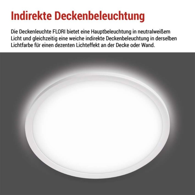 LED-Anbauleuchte FLORI rund, weiß, 22W, neutralweiß