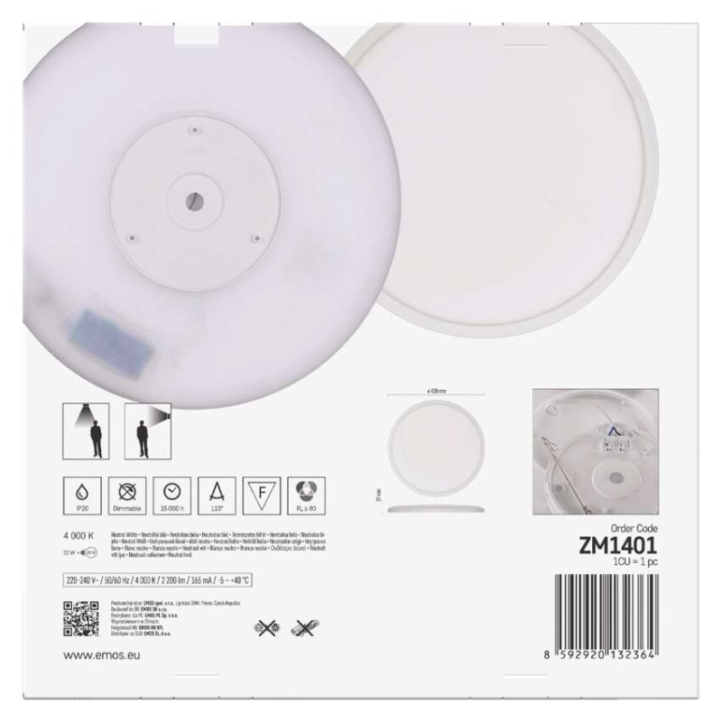 LED prisadené svietidlo FLORI okrúhle, biele, 22W, neutrálna biela