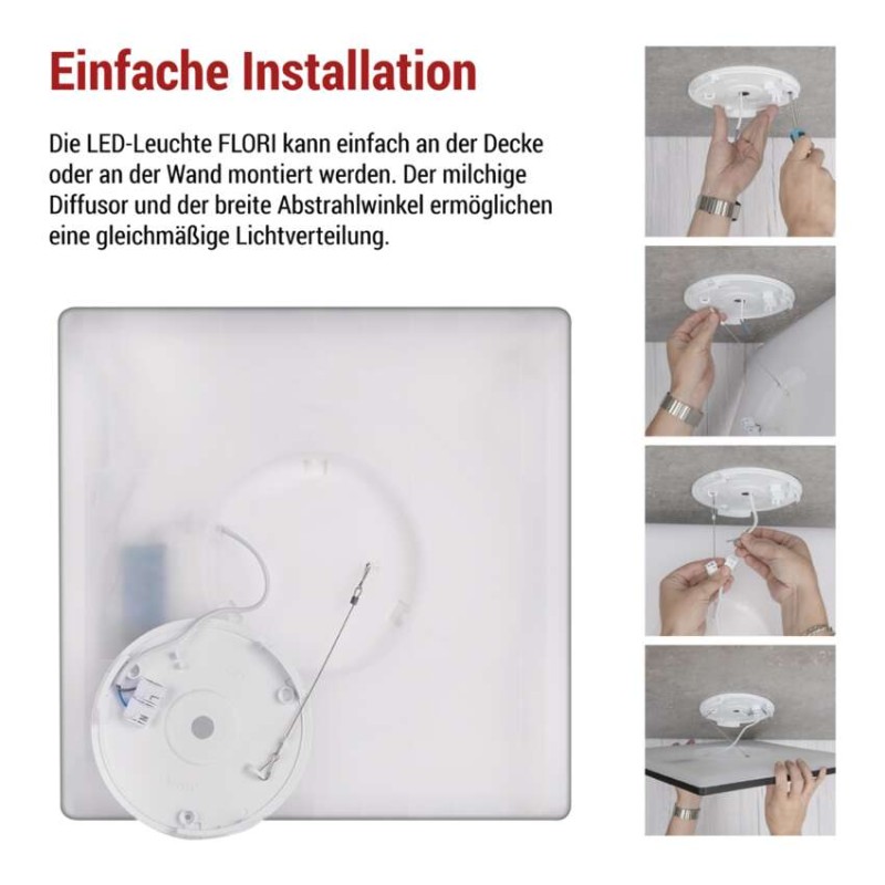 LED-Anbauleuchte FLORI quadrat, schwarz, 22W, neutralweiß