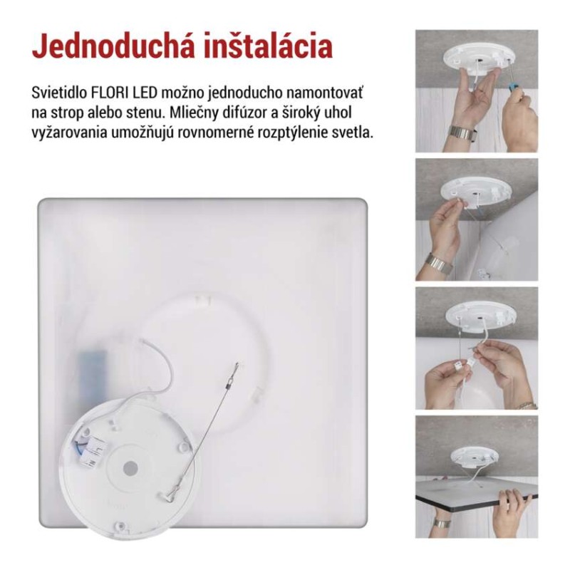 LED prisadené svietidlo FLORI štvorcový, čierné, 22W, neutrálna biela