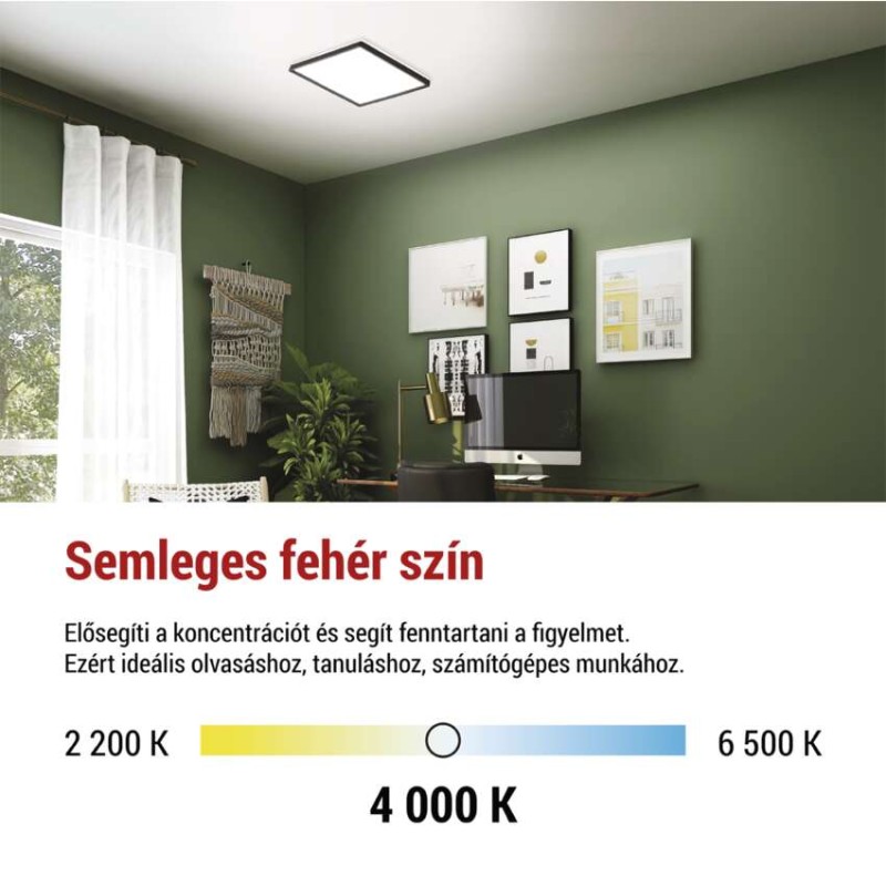 LED felületi lámpatest FLORI négyzet, fehér, 22W, semleges fehér