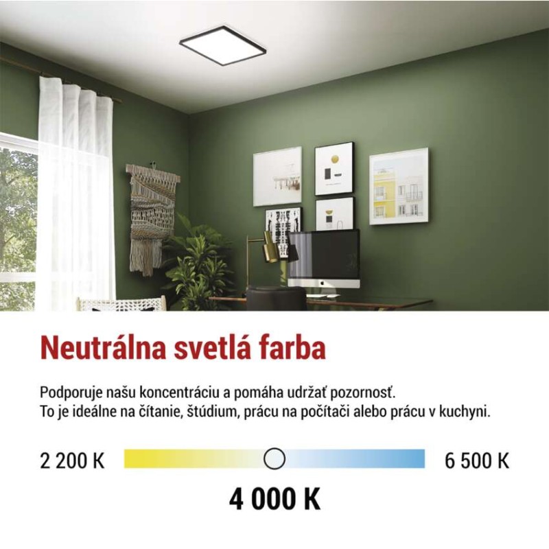 LED prisadené svietidlo FLORI štvorcový, čierné, 22W, neutrálna biela