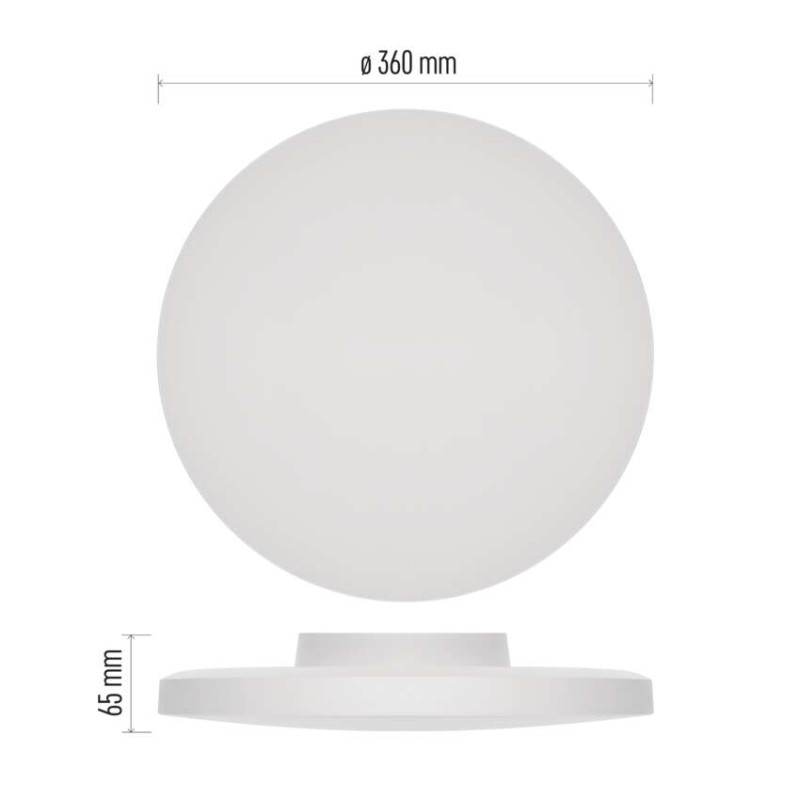LED-Anbauleuchte DIONI rund, weiß, 18W, mit Farbtemperatur-Änderung