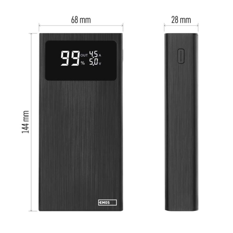 EMOS BETAQ 20 powerbank, 20 000 mAh, 22,5 W, črni