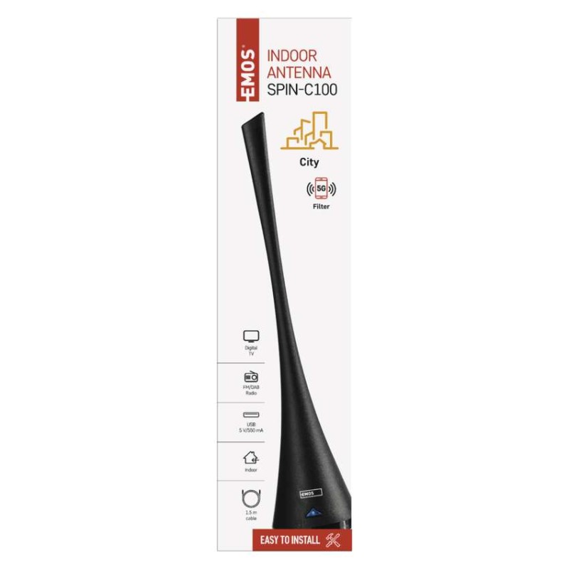Szobaantenna CITY SPIN-C100, DVB-T2, DAB, FM, LTE/4G/5G szűrő