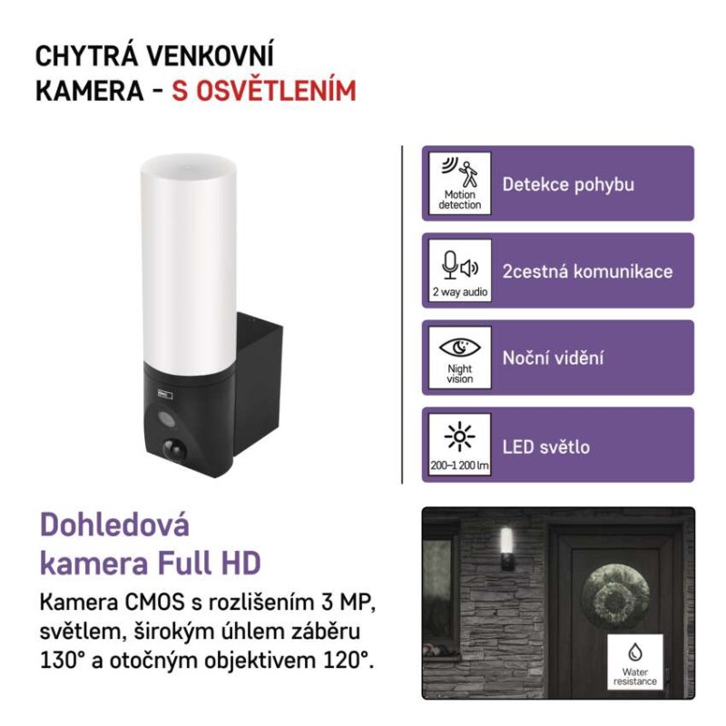 GoSmart Venkovní otočná kamera IP-310 TORCH s WiFi a světlem, černá