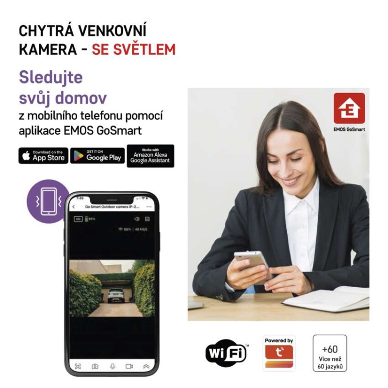 GoSmart Venkovní otočná kamera IP-310 TORCH s WiFi a světlem, černá