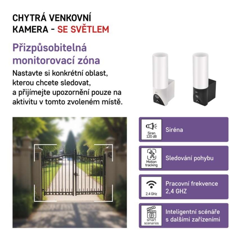 GoSmart Venkovní otočná kamera IP-310 TORCH s WiFi a světlem, černá