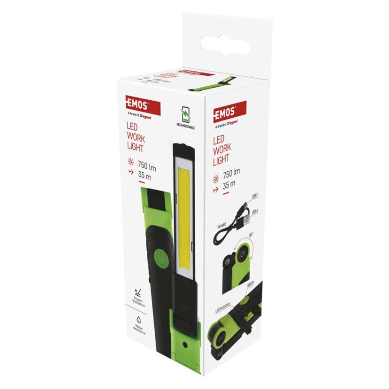 Nabíjacia baterka COB LED P4540, 750 lm, 2000 mAh