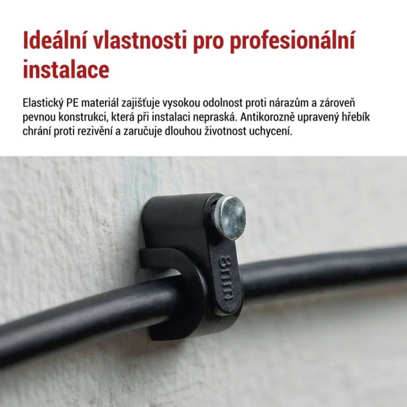 Kabelová příchytka 8 mm, černá, 50 ks