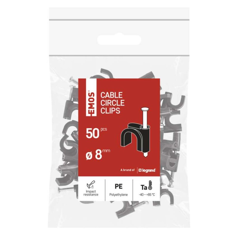 Kabelová příchytka 8 mm, černá, 50 ks