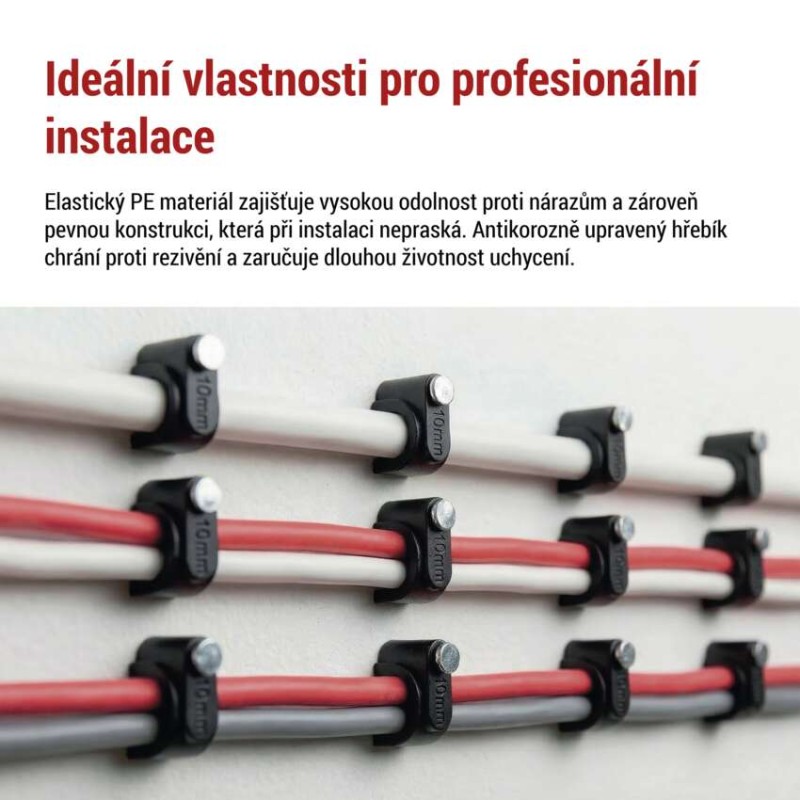 Kabelová příchytka 10 mm, černá, 50 ks