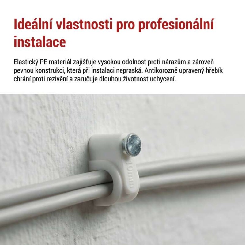 Kabelová příchytka 10 mm, bílá, 50 ks