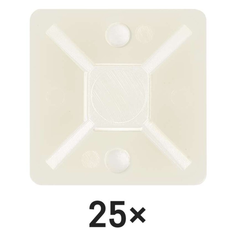 Samolepicí příchytka stahovacího pásku 20×20 mm, bílá, 25 ks