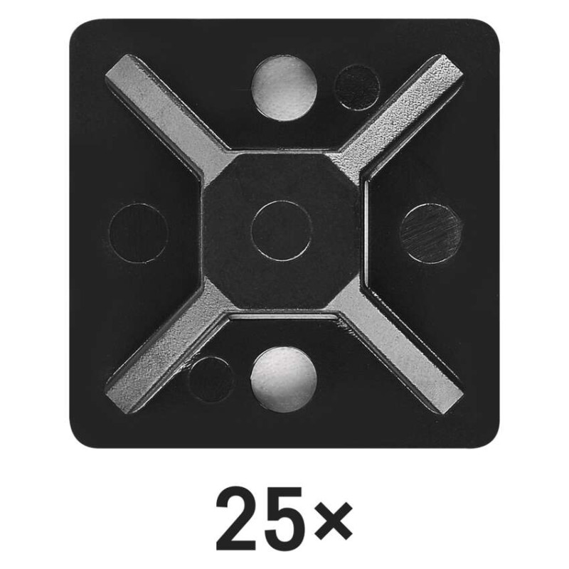 Samolepicí příchytka stahovacího pásku 30×30 mm, černá, 25 ks