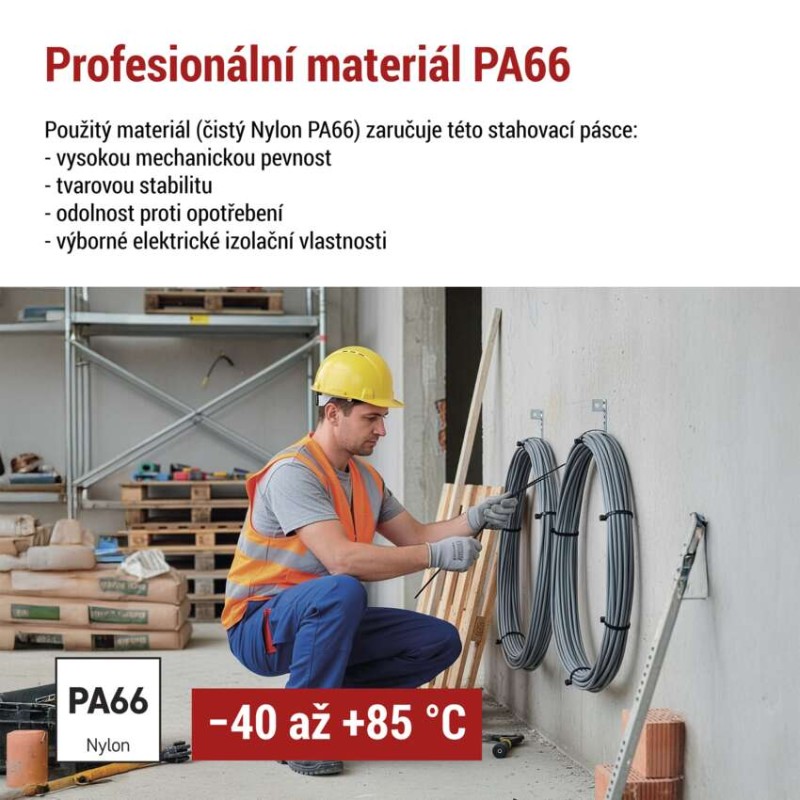 Stahovací páska 100×2,5 mm, černá, 100 ks