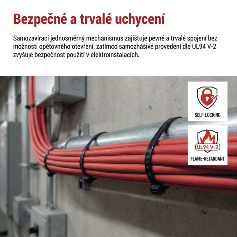 Stahovací páska 100×2,5 mm, černá, 100 ks