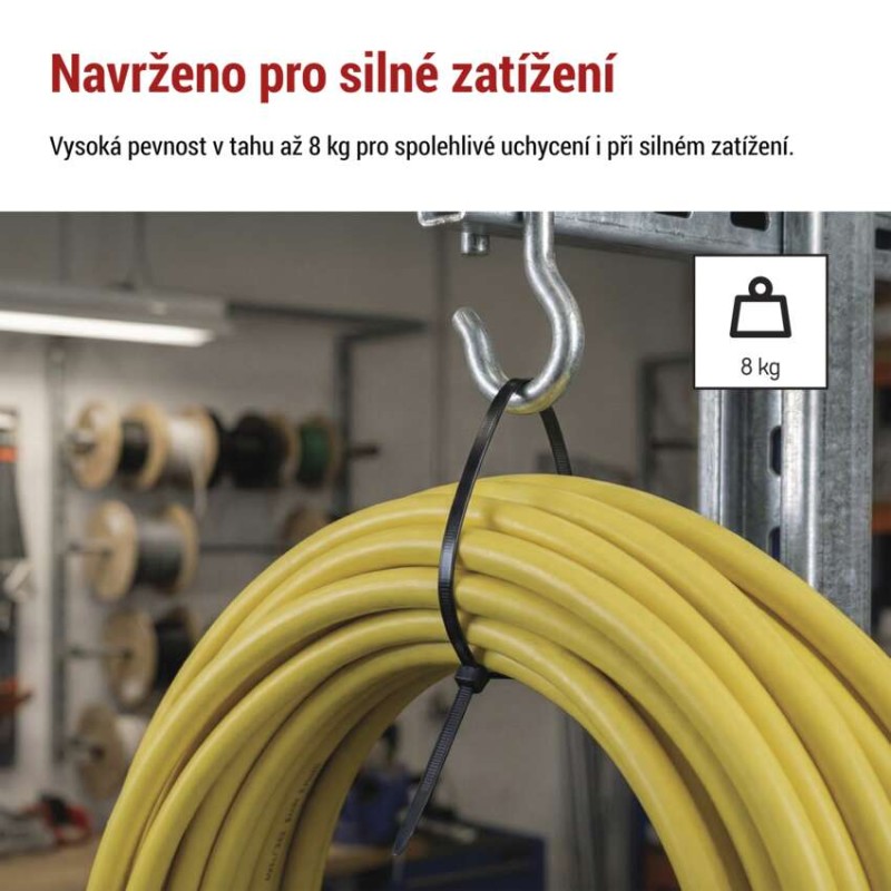 Stahovací páska 100×2,5 mm, černá, 100 ks