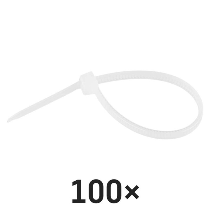 Stahovací páska 100×2,5 mm, bílá, 100 ks