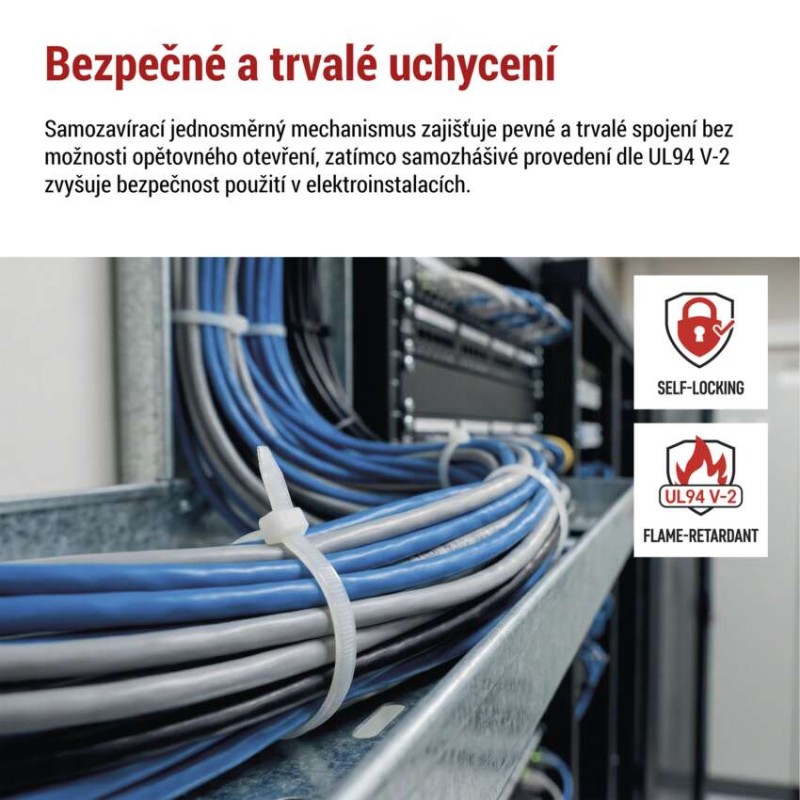 Stahovací páska 450×7,6 mm, bílá, 25 ks