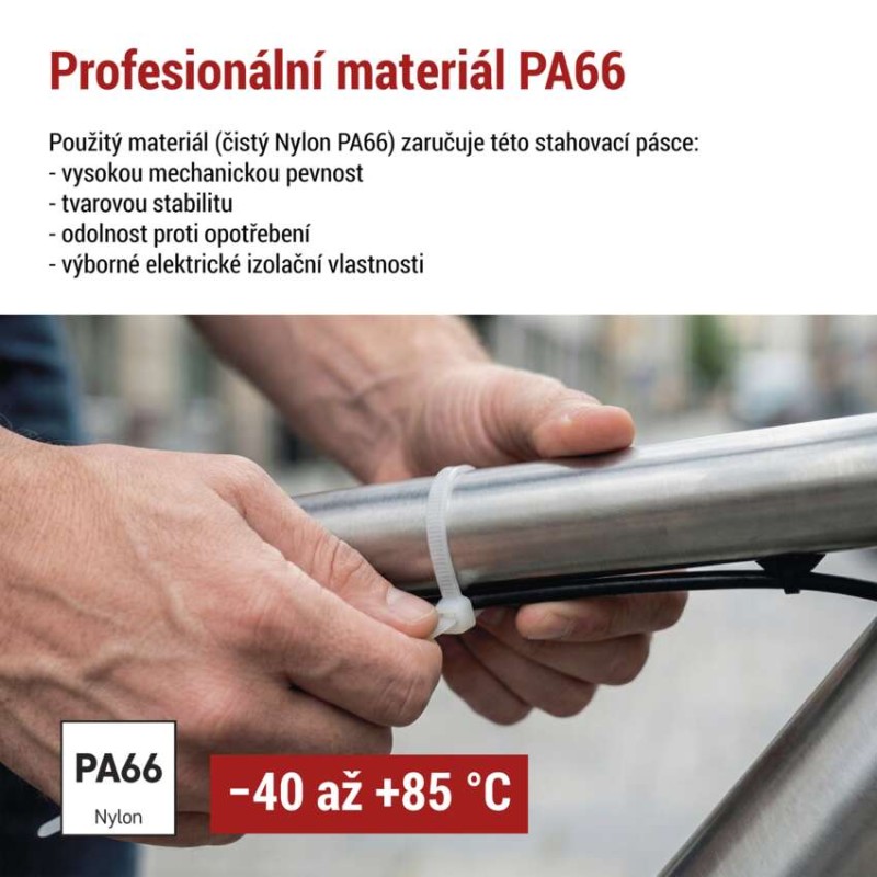 Stahovací páska 150×3,5 mm, bílá, 100 ks