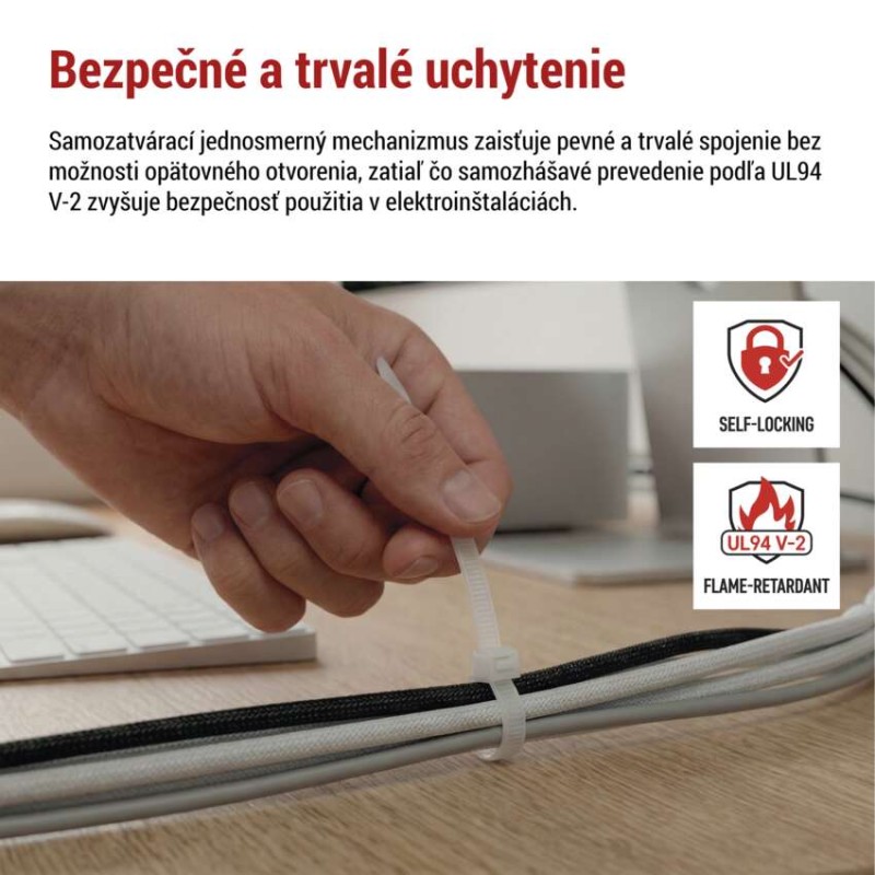 Sťahovacia páska 300×3,5, biela, 100 ks
