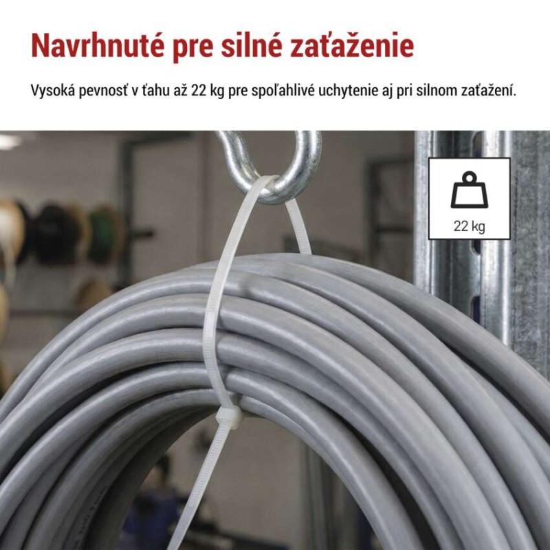 Sťahovacia páska 250×4,8, biela, 100 ks
