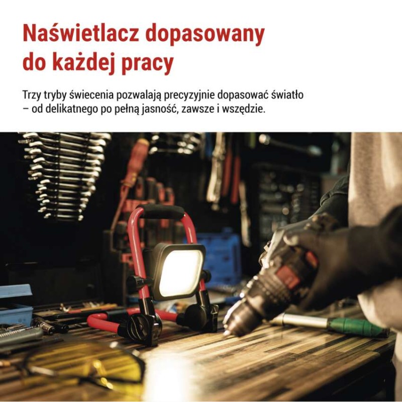 Przenośny naświetlacz LED ACCO ładowalny 20W zimna biel
