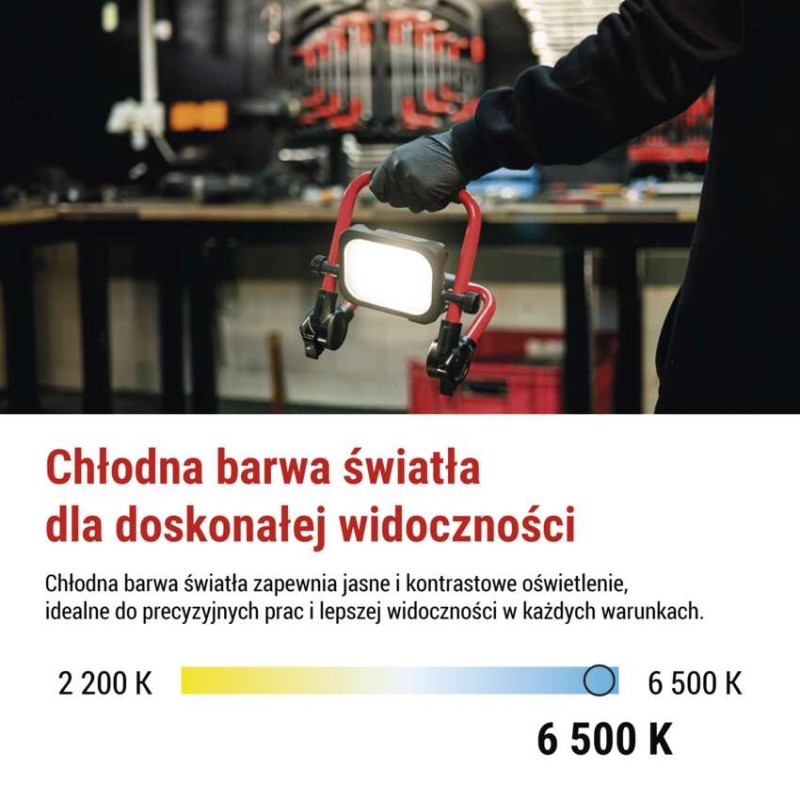 Przenośny naświetlacz LED ACCO ładowalny 20W zimna biel