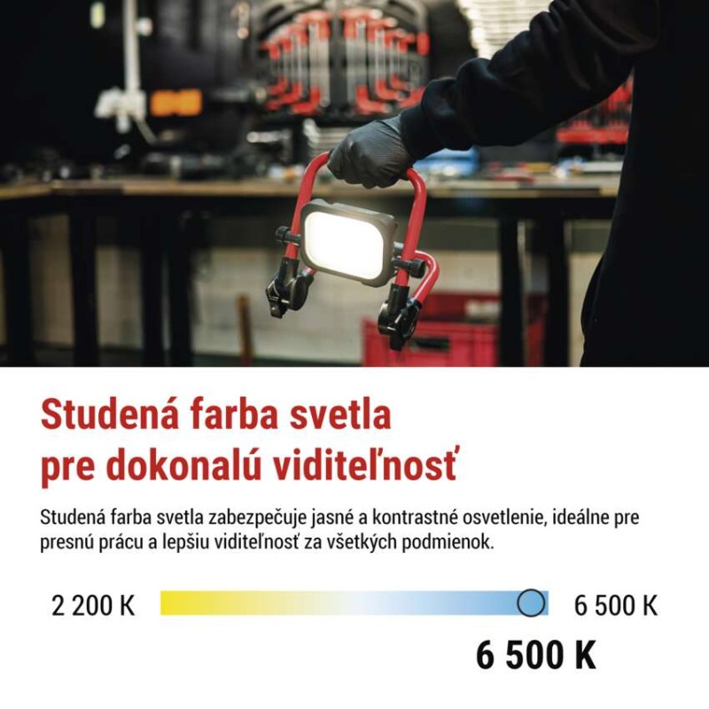 LED reflektor ACCO nabíjací prenosný, 20 W studená biela