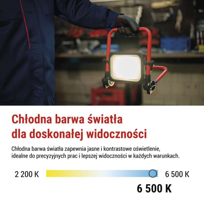 Przenośny naświetlacz LED ACCO ładowalny 35W zimna biel