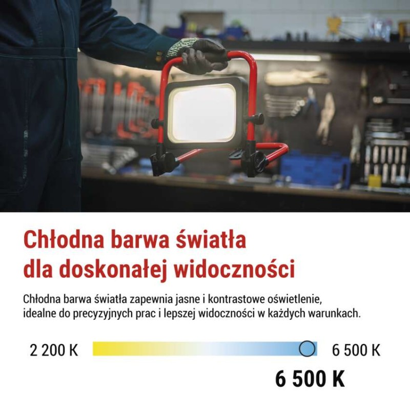 Przenośny naświetlacz LED ACCO ładowalny 50W zimna biel