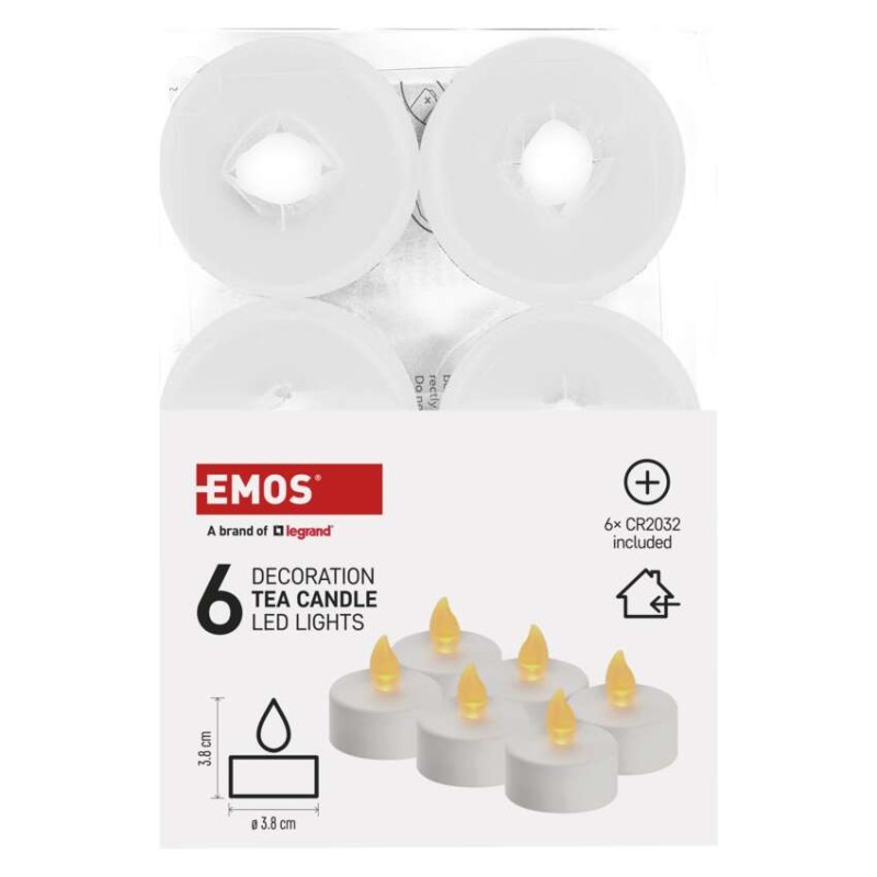 LED dekoracija – arbatžolė, balta, CR2032, vidaus, vintažinė, 6 vnt.