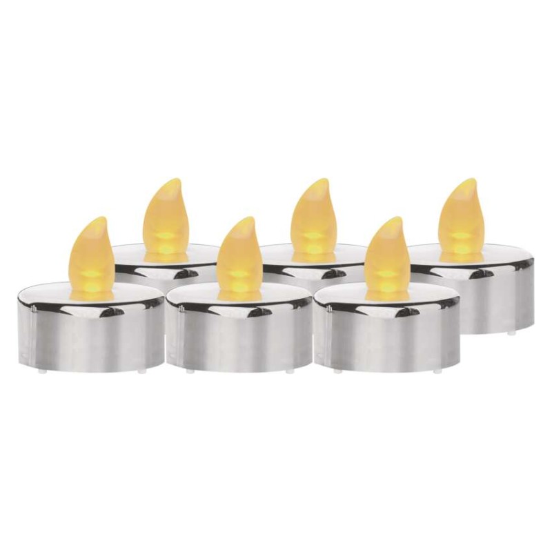 LED dekoracija – arbatžolė, sidabrinė, CR2032, vidaus, vintažinė, 6 vnt.