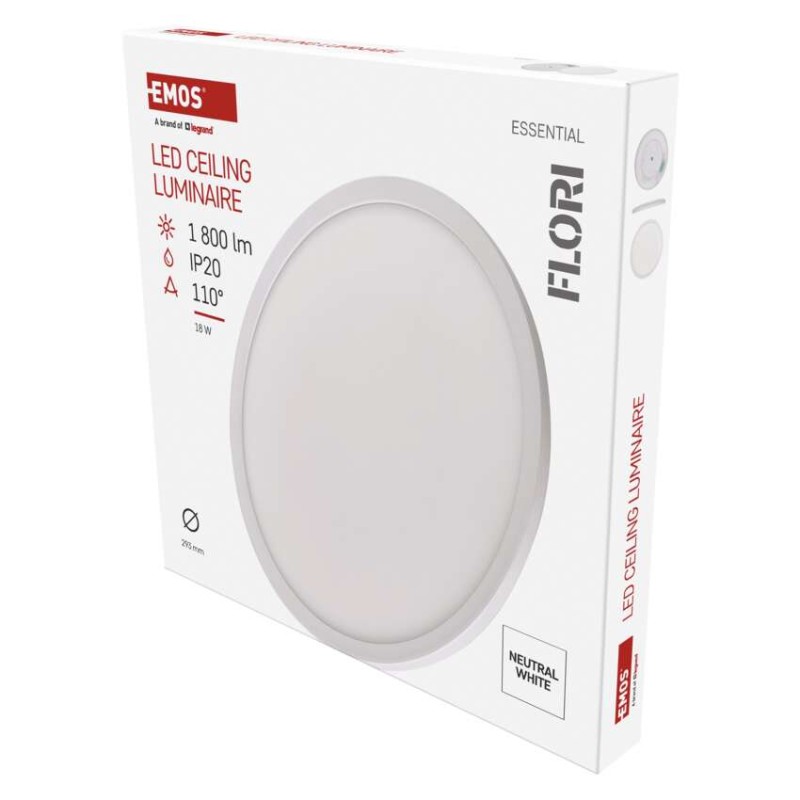 LED šviestuvas FLORI apvalus, baltas, 18 W, neutralios baltos spalvos