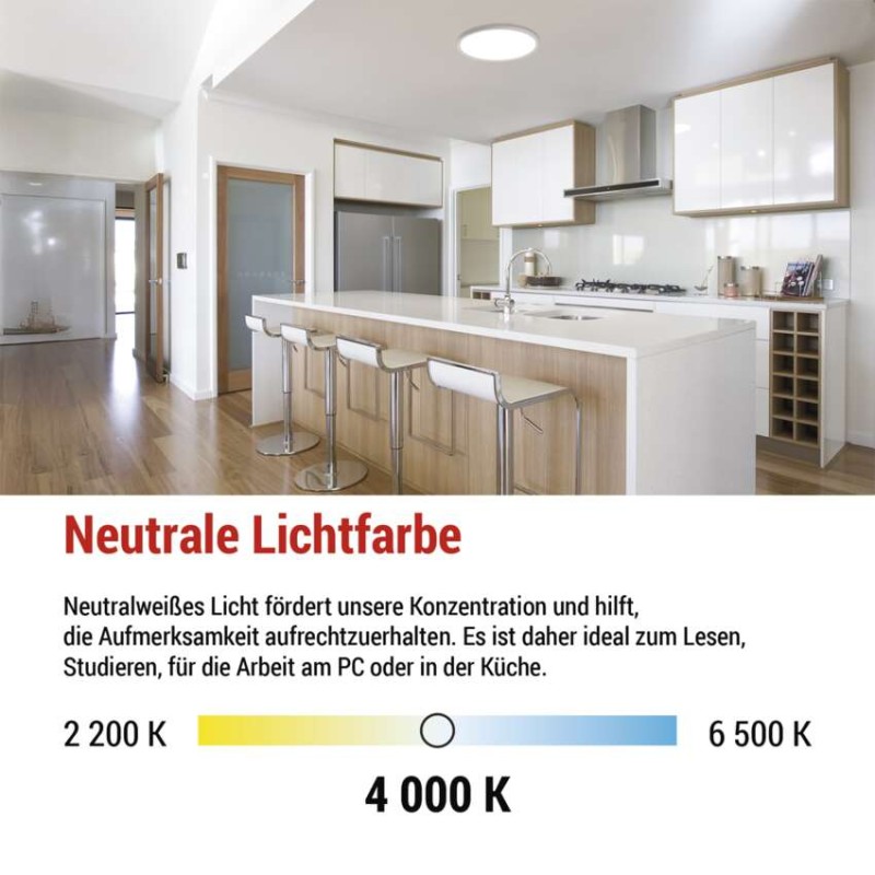 LED-Anbauleuchte FLORI rund, weiß, 18W, neutralweiß