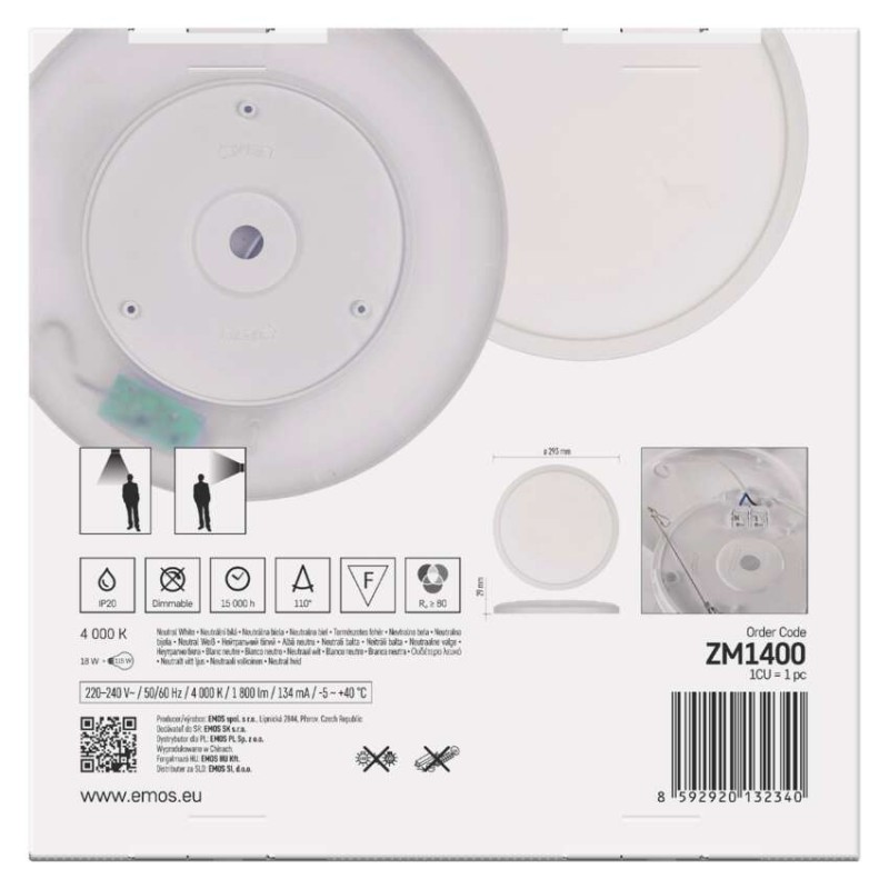 LED šviestuvas FLORI apvalus, baltas, 18 W, neutralios baltos spalvos
