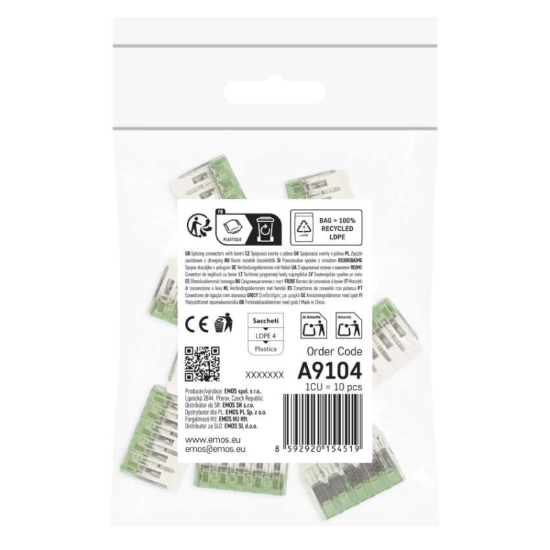 Złączka z dźwigniami 4 mm2, 10 szt