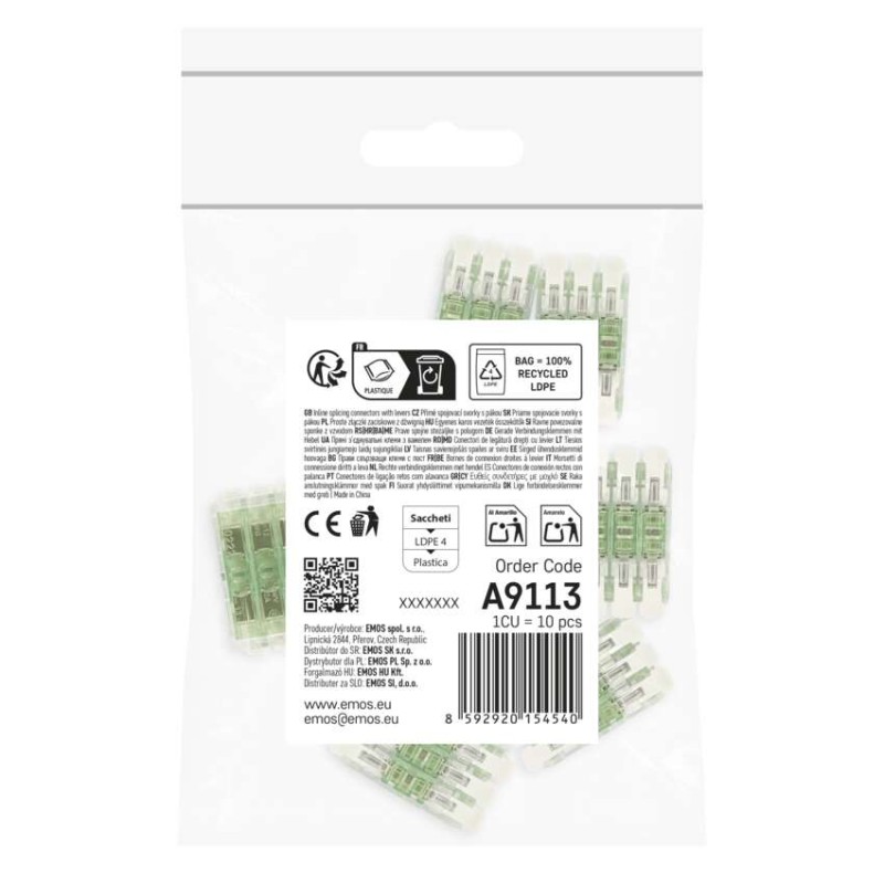 Liniowa złączka z dźwigniami 6× 0,2–4 mm2, 10 szt