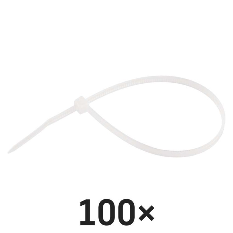 Opaska kablowa 200×3,5, biała, 100 szt